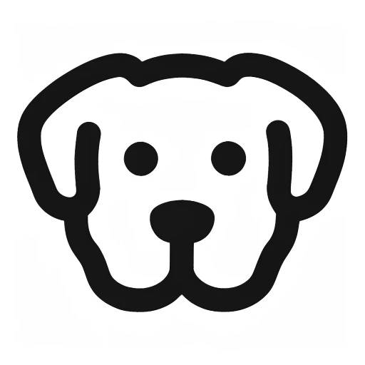 (dog icon),icon,black outlines,bold outlines,Rounded corners,smooth,white_background,
(Minimalism),monochrome,vector,best quality,masterpiece,