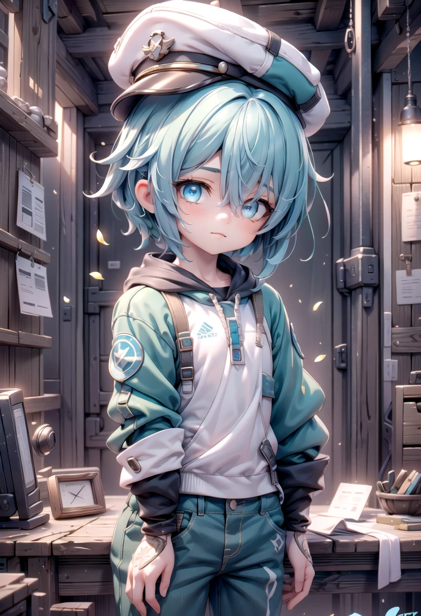 <lora:aoi-SD-v1.0:0.6> ,1 boy, (solo:1.2), aoi, blue hair, masterpiece, beach, blue eyes, cute shirt, (blue captain cap:1.2), pants, petite, male focus, male body features,
(masterpiece:1.2), best quality, high resolution, unity 8k wallpaper, (illustration:0.8), (beautiful detailed eyes:1.6), extremely detailed face, perfect lighting, extremely detailed CG, (perfect anatomy),
The soft lighting and detailed surroundings create an immersive environment where imagination runs wild hyper-detailed, hyper-detailed face, high quality visuals, dim Lighting, sharply focused, octane render, 8k UHD,
GS-Boyish