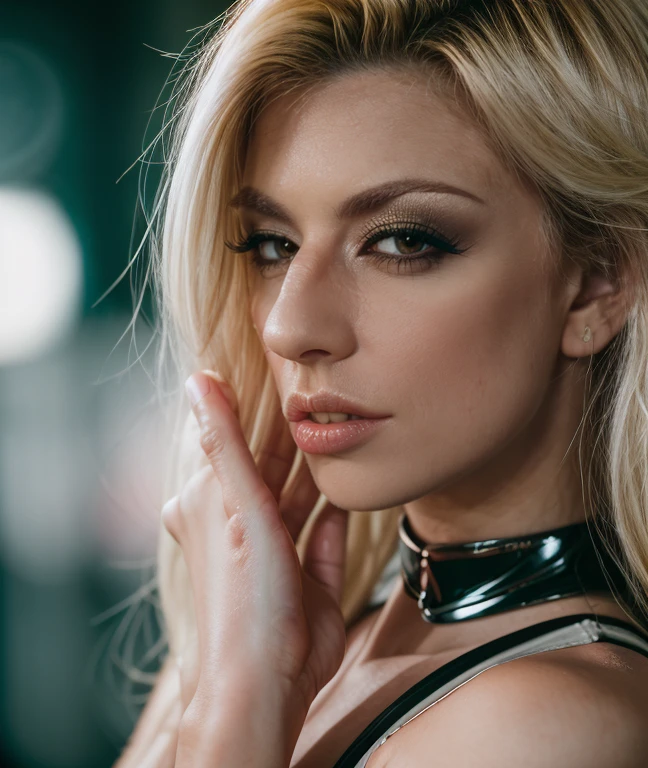 cinematic photo (best quality), (masterpiece),(semi realistic:1.3), (detailed),(film grain, skin details, 4k:1), photoshoot of amazing <lora:quiron_JessieVolt_v1_Lora:0.87> JessieVoltQuiron, realistic, makeup, blond hair, Dappled Light, analog style (look at viewer) (skin texture) (film grain), (hyper realistic texture skin), cinematic light, sidelighting, ultra high res, best shadow, RAW, (Dutch angle),  . 35mm photograph, film, bokeh, professional, 4k, highly detailed