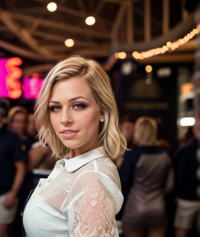 cinematic photo (best quality), (detailed),(film grain, skin details, 4k), photoshoot of amazing woman, blond hair, realistic, makeup, Dappled Light, analog style (look at viewer) (skin texture) (film grain), (hyper realistic texture skin), cinematic light, sidelighting, ultra high res, best shadow, RAW, (Dutch angle), <lora:quiron_ZoeyMonroe_v3_Lora:0.87> ZoeyMonroeQuiron, . 35mm photograph, film, bokeh, professional, 4k, highly detailed, ,realistic,intricate detailed, flash photography, realistic, amazing photo of a pretty woman wearing school nurse clothes, makeup, at blurred background crowded nightclub party background,