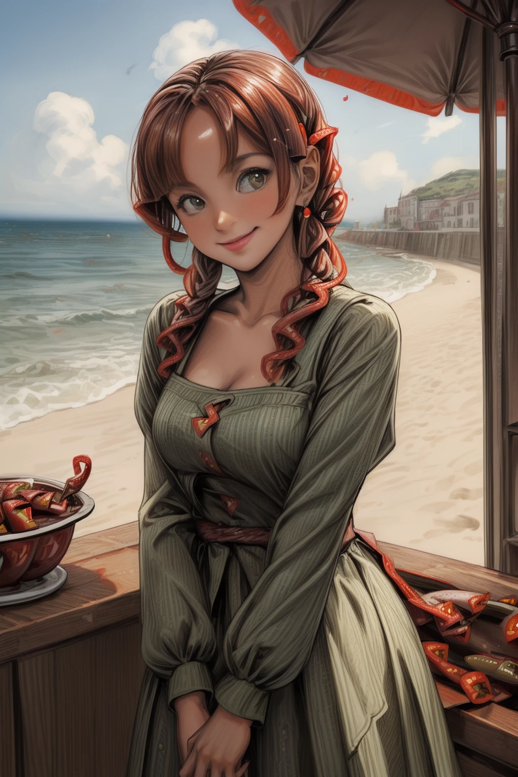 <lora:PeperoniWorld:1.0> (PeperoniWorld:1.1) 1woman in the (beach:1.2), <lora:more_details:1> (portrait:0.9) (smiling:1.2)