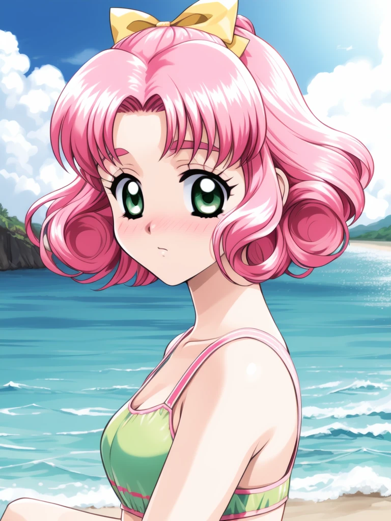 UruRan, sonriente, posando tierno, bikini