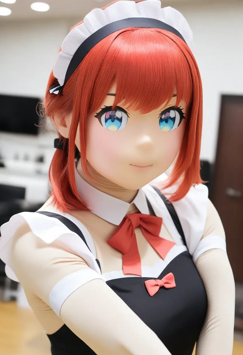 cosplay photo, animegao, 1girl, solo, upper body, maid uniform, blue eyes, red hair
masterpiece, best quality, very aesthetic, absurdres
<lora:agkr4am31-000002:0.6>