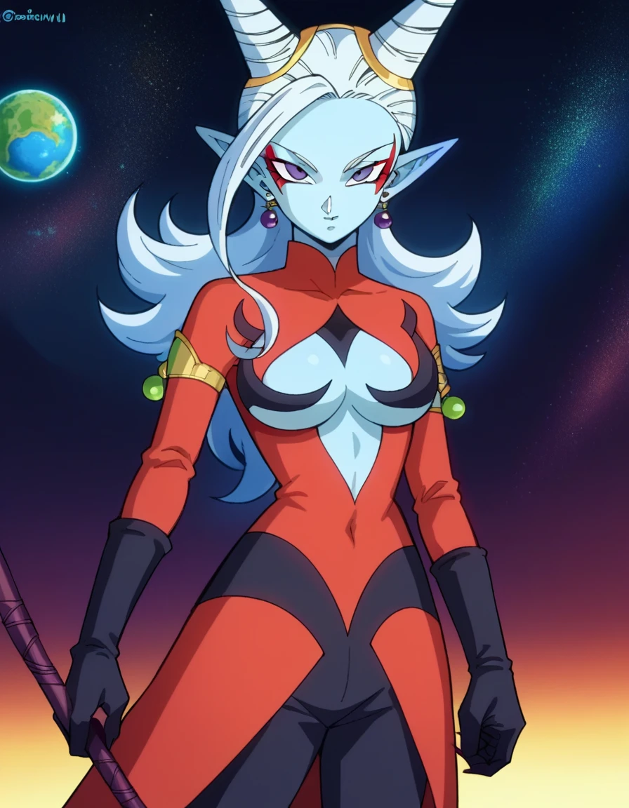 score_9, score_8_up, score_7_up, source_anime,
dragonballtowa, <lora:dragonball-towa-ponyxl-lora-nochekaiser:1>,
demon goddess towa,
outdoors, space,
looking at viewer, dutch angle, cowboy shot,