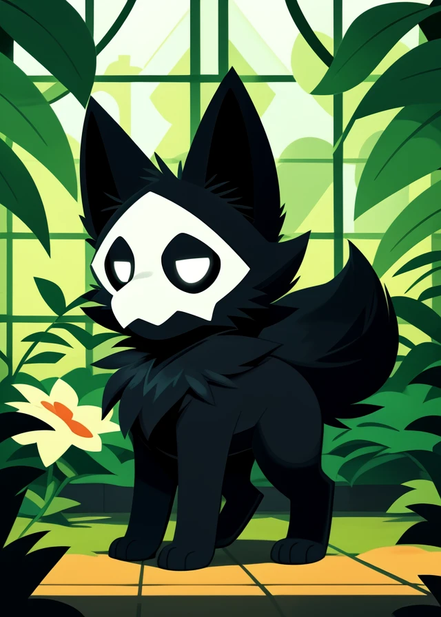 (by Syd Mead, by Cleon Peterson, by Retros, by Velveteksotica, by Kurzgesagt),
(chibi quadruped feral puro \(changed\), white eyes, empty eyes:1.25),
(three-quarter view , full-length portrait, excessive fluff:1.2), eevee,
BREAK,
(leaf, greenhouse, flower, vines),
detailed background, depth of field, shadow, ambient silhouette, backlighting,
masterpiece, best quality, 4k, 2k, (high detail, vector art:1.25), absurd res