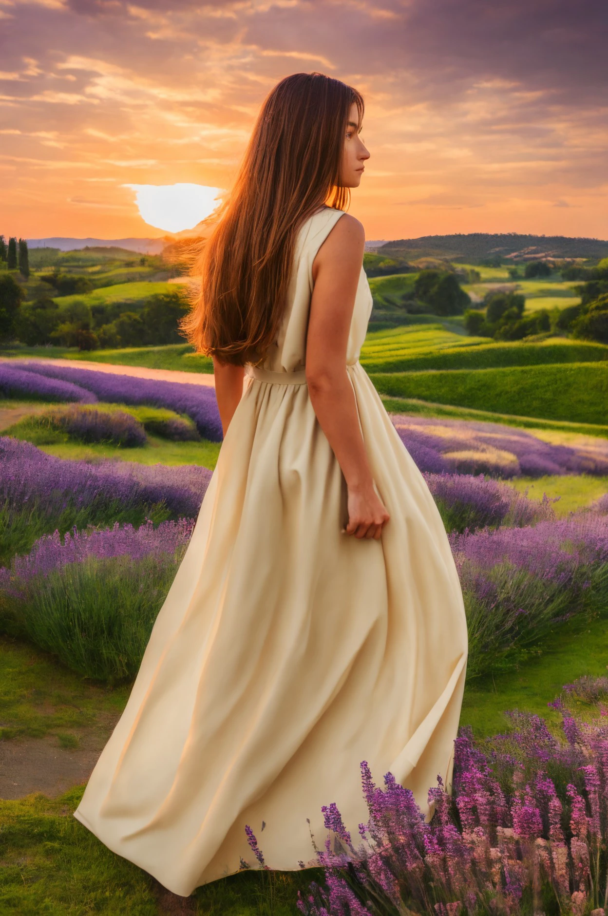 woman middle shot, hdr, European, beautiful, wearing Beige dress <lora:dynamic_shot_03_hdr:0.95>
detailed face, Lavender fields and soft sunset hues,
masterpiece, highres,