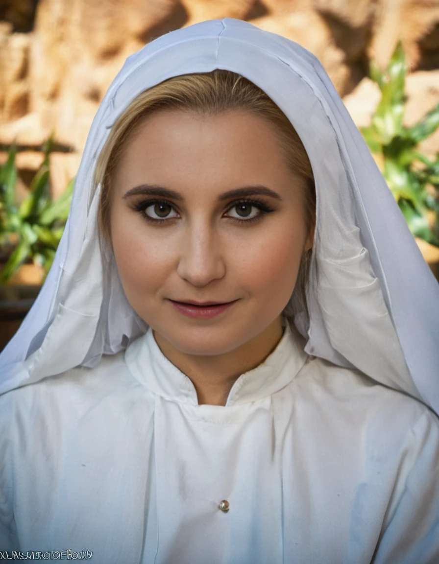 cinematic film still odettedelacroix as a nun <lora:odettedelacroix:1> . shallow depth of field, vignette, highly detailed, high budget, bokeh, cinemascope, moody, epic, gorgeous, film grain, grainy