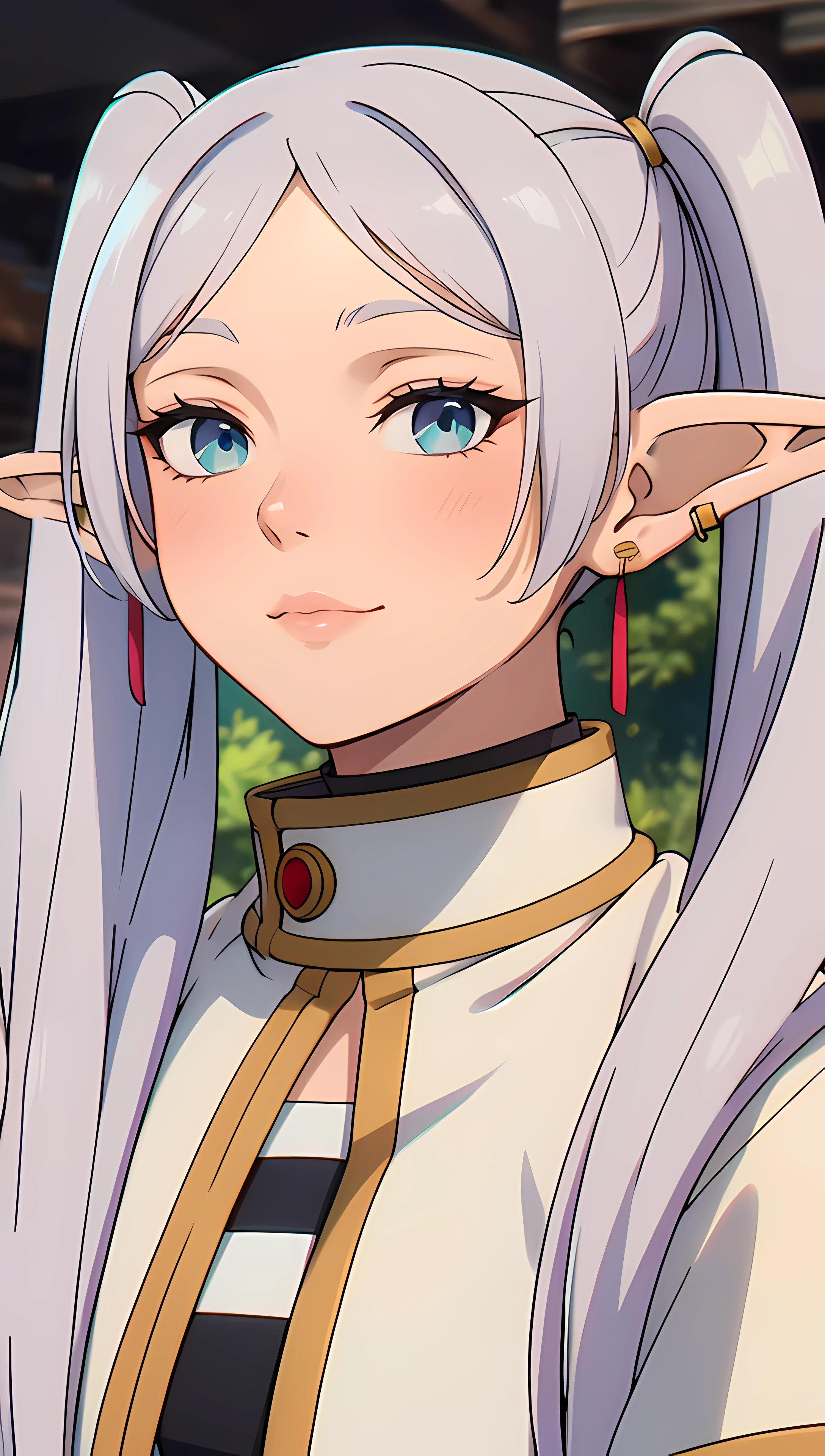 masterpiece, best quality, high resolution, highly detailed, HDR, intricate detail, ultra detailed,
BREAK
<lora:FrierenMoeWaifu974:0.8>_pointy ears, green eyes, white hair, sidelocks, twintails, fair skin
BREAK
(earring:1.4)