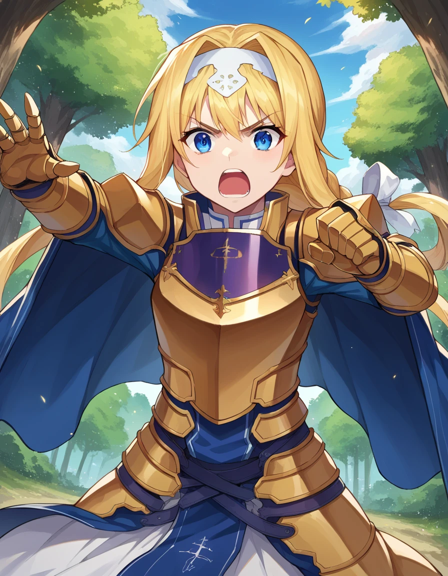 Female Knights aged between 11 and 33、 with enemy soldiers、crowd、Flat Chest、Blonde、Square in the city、Torn Knight Armor