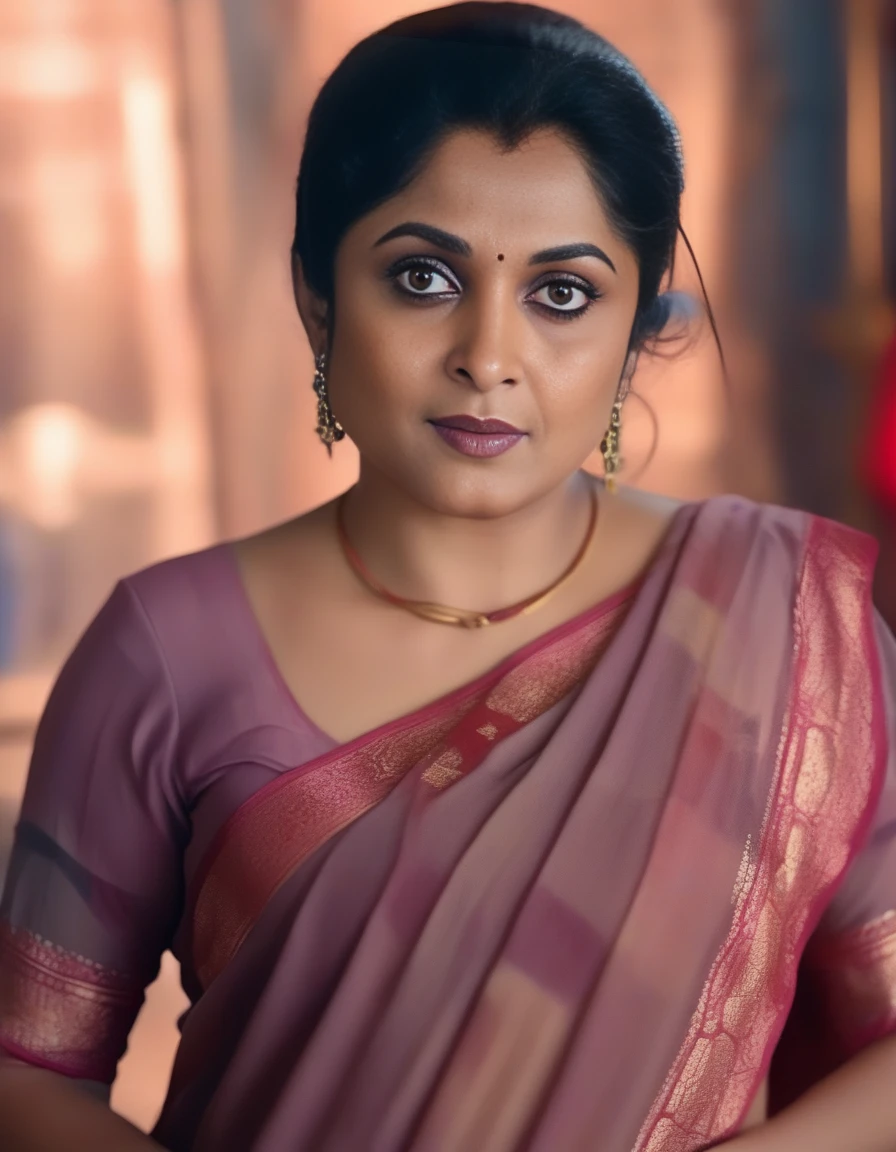 RamyaKrishnan,<lora:RamyaKrishnanSDXL:1>Classic portrait ultra detailed, soft light, natural light, cinematic light, (depth of field), ideal female form, (((masterpiece, good quality, intricate details, high quality, best quality, 8k, in focus, sharp focus)))intri , design, 4k, cinematic lighting
