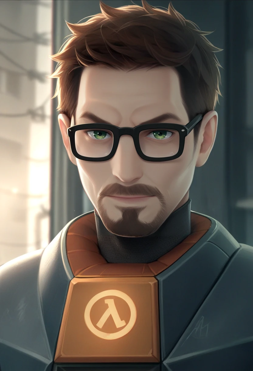 score_9, score_8_up, score_7_up, source_anime BREAK 1boy, solo, standing, male focus, <lora:gordonfreeman-hl-richy-v1_pdxl:1> gordonfreeman, brown hair, short hair, facial hair, glasses, green eyes, power armor, upper body