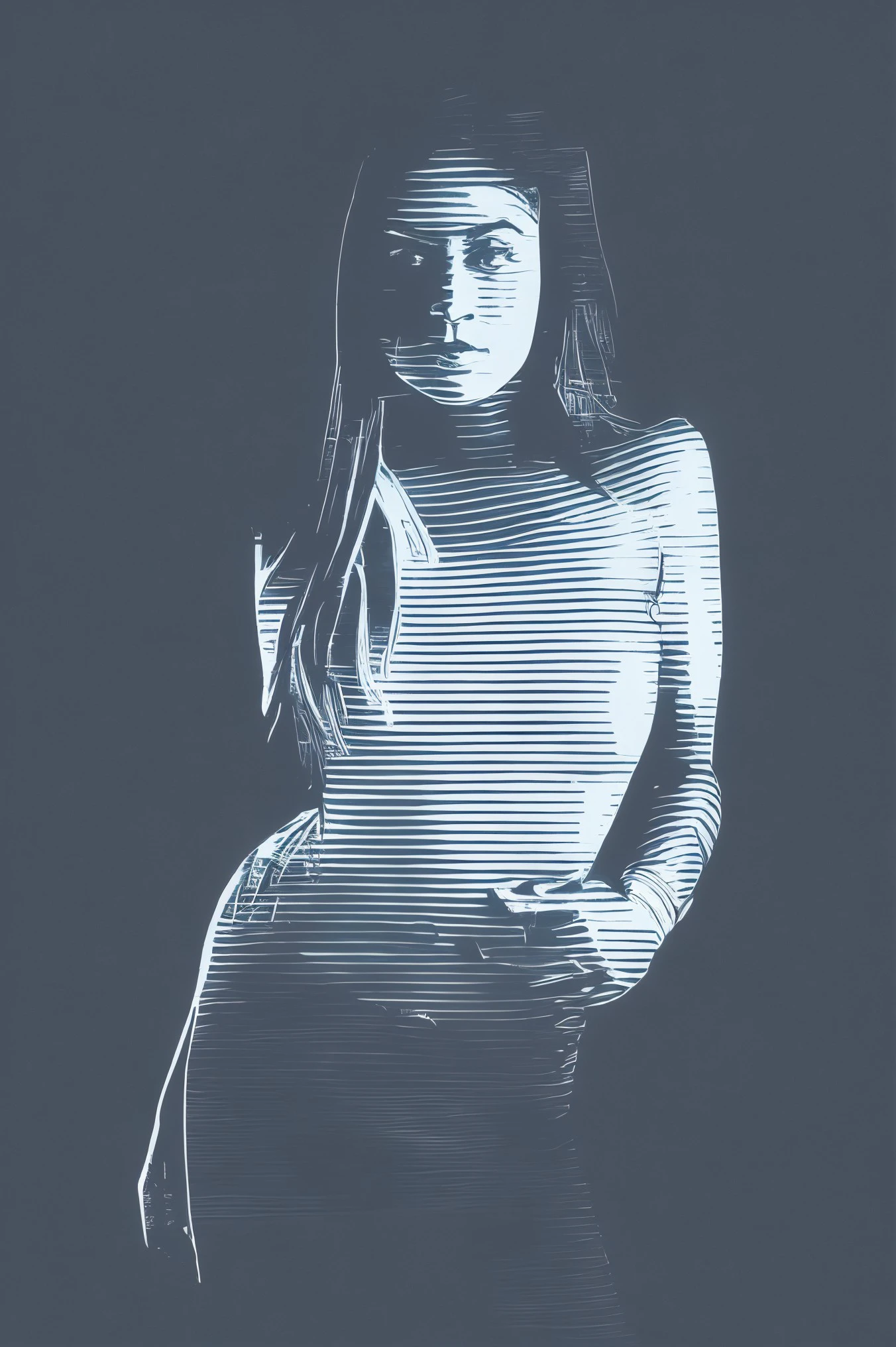 woman 20 years young standing, middle shot, European, 
([Alyssa( :0)Milano|samantha sin|miley( :0)cyrus]:0.9) closeup,
stylized effect 1, monochrome, <lora:dynamic_shot_45_stylized_effect_1:0.75>
highres, high quality, high resolution, hd, 4k, masterpiece, realistic,