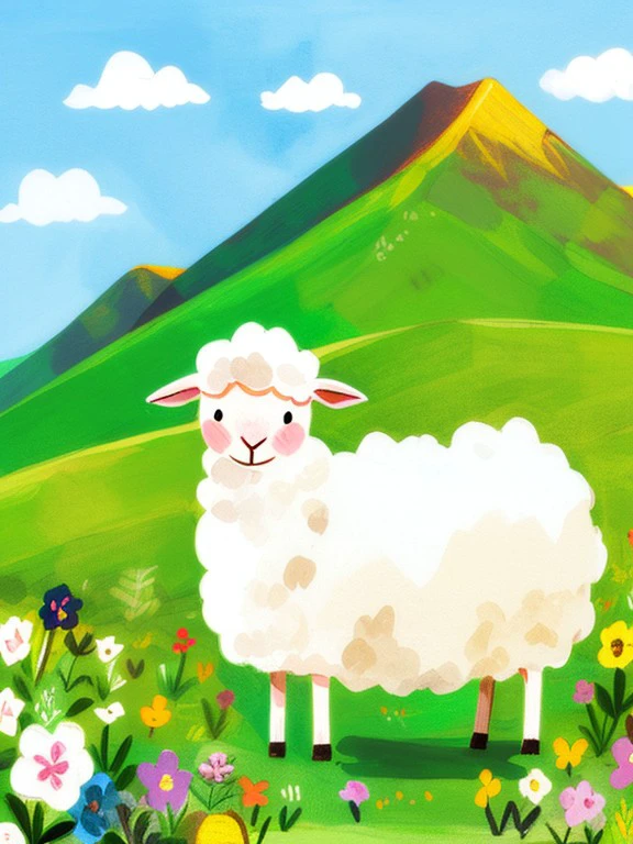 masterpiece, high quality,a cute sheep, on the grass, on the mountain <lora:J_drawing-000018:0.8> j_drawing