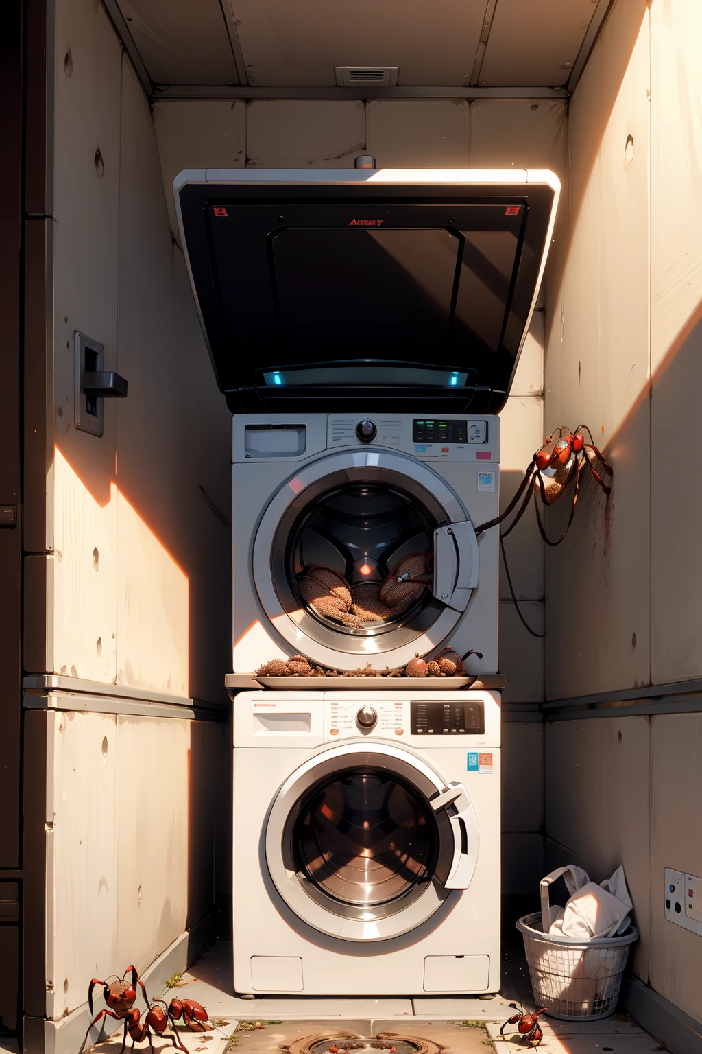 <lora:AntWorld:1> (AntWorld:0.9) washing machine