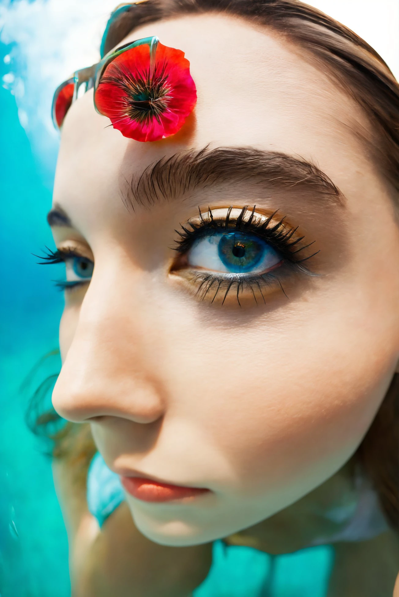 woman 20 years young face closeup, European, 
 ([Jennifer( :0)Aniston|gabbie carter|ali(:0)zee]:0.9) closeup
 Fisheye Lens,  <lora:dynamic_shot_32_fisheye_lens:0.85>
Vibrant coral reef and diverse marine life,
highres, high quality, high resolution, hd, 4k, masterpiece, realistic,