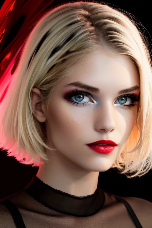 wo_iveb01, impactful Paint_Style of a woman, blonde, Extreme-detailed, 8k-resolution, sharp, professional, clear, high contrast, high saturated, vivid deep blacks, vivid-deep-professional-makeup, bold-red-lipstick, crystal clear<lora:WoIvetB01Merged:0.850000>
