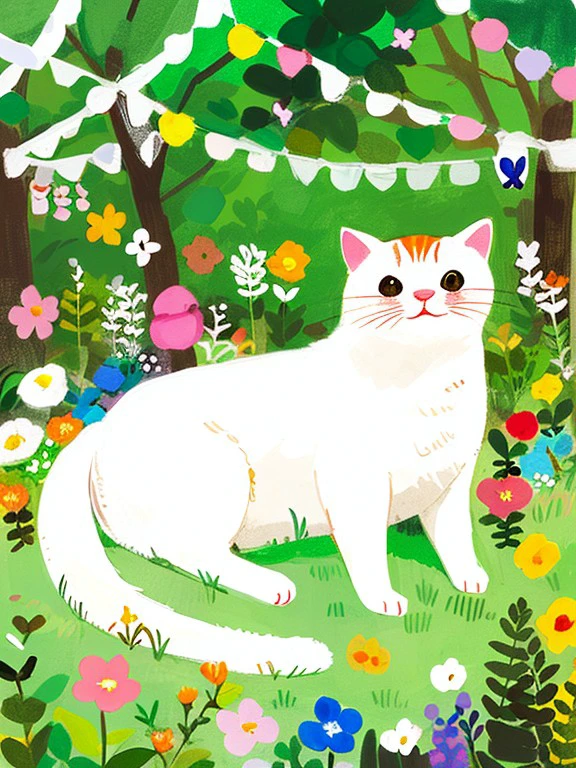 masterpiece, high quality,a cute cat, on the grass, in the garden, butterfly <lora:J_drawing-000018:0.8> j_drawing