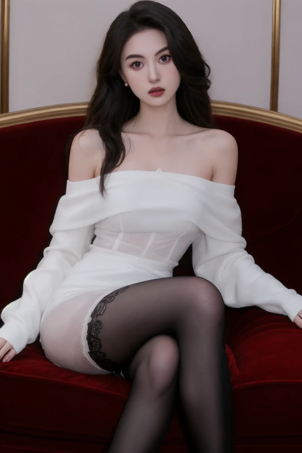 1girl, high quality, looking at viewer, dress, off shoulder, see-through, sitting, pantyhose, crossed legs,
<lora:W_Lutens_v1-000007:0.68>