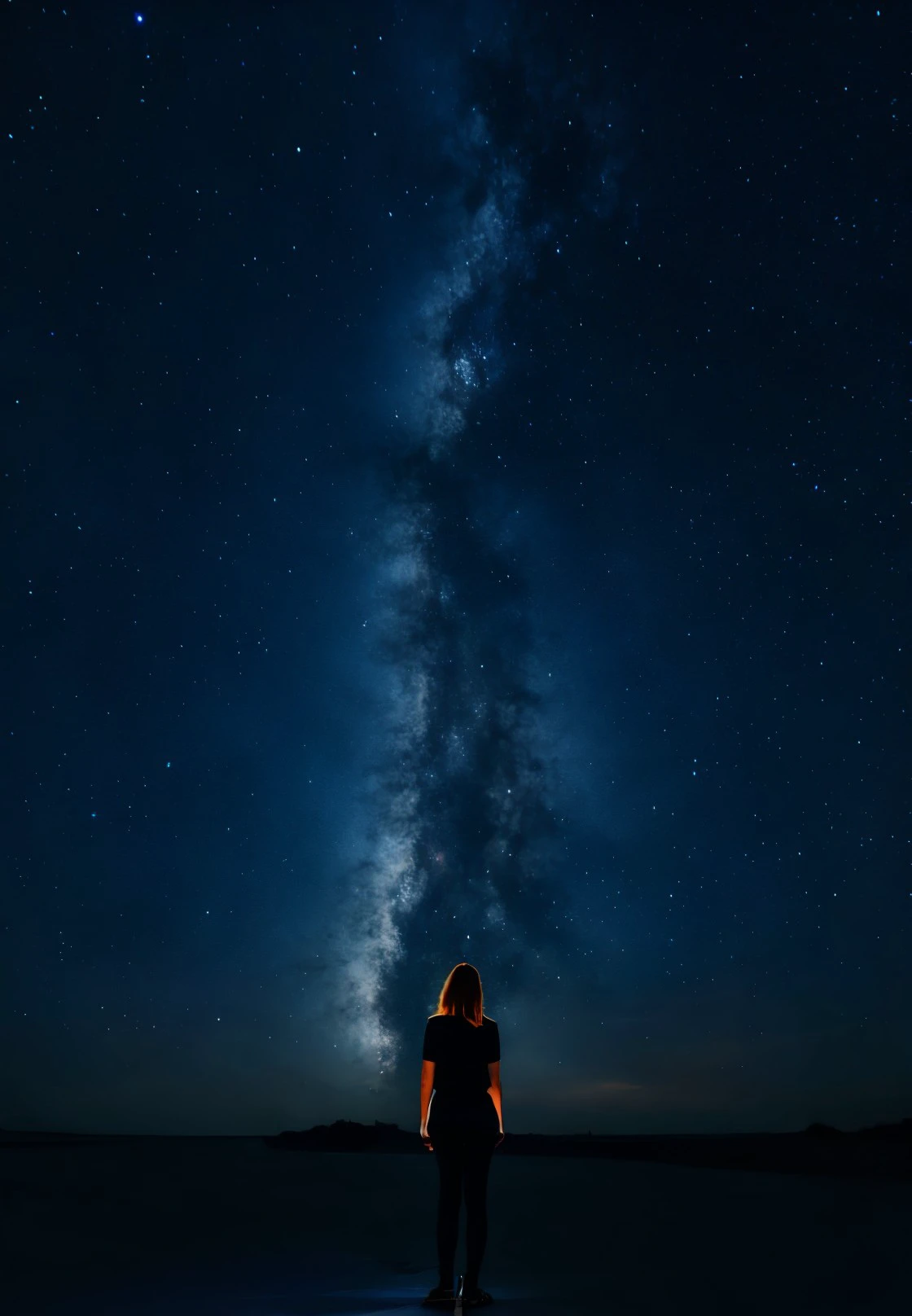 woman standing, beautiful, 
night sky, milky way, sky <lora:dynamic_shot_09_astrophotography:0.75>
highres, high quality, high resolution, hd, 4k, masterpiece,