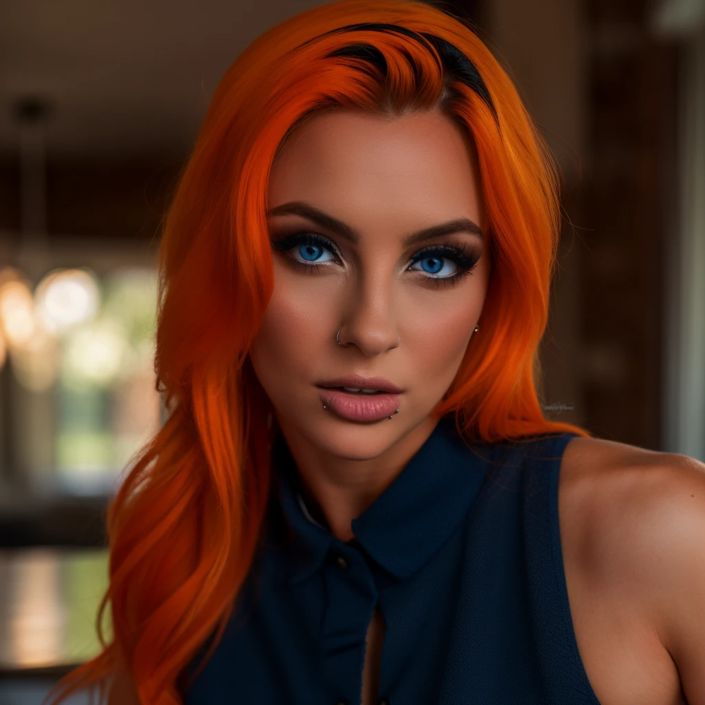 Best_QualityPos, RAW photo, intricate details, best quality, 8k uhd, soft lighting, 1girl, solo, gigi dolin, blue eyes, long hair, orange hair, black collared shirt <lora:Gigi_Dolin:0.7> <lora:exposure_control_v10:-0.45>