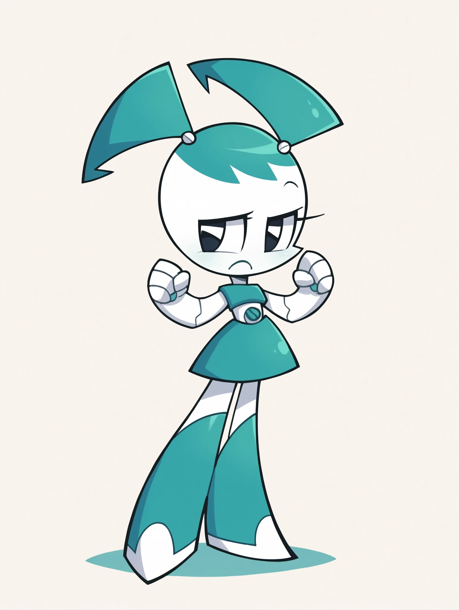 score_9, score_8_up, score_7_up, score_6_up, score_5_up, score_4_up, source_anime, BREAK
(1girl, solo:1.2), simple background, <lora:XJ-9:0.8> xj9,