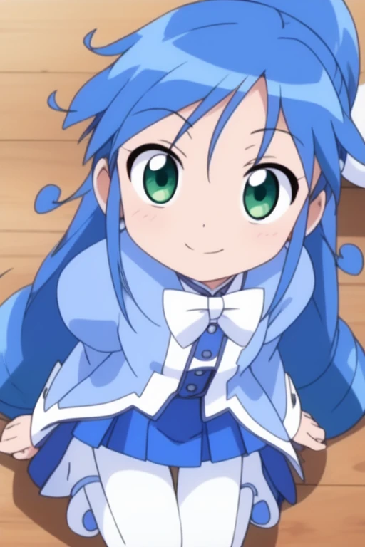 <lora:rein:0.8>, rein, 1girl, solo, blue hair, long hair, white pantyhose, pantyhose, smile, long sleeves, bow, green eyes, skirt, looking at viewer, blue skirt,
masterpiece, high quality, very_high_resolution, large_filesize, full color, anime, anime_screencap, animated gif, mp4 ,video, animated,