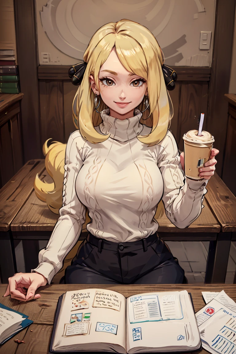 blush, glowing aura, natural light, masterpiece,  glossy skin, juicy lips , ,sexy, hot, ,  evil,juicy lips, bimbo, hour glass, blonde hair,  wide eyes, green eyes, massive boobs, dark lighting, long hair, pink bow, platform shoes, bow in hair, golden round glasses, sandy blonde hair, bimbo, cute, evil smile, no hair on forehead, no fringe, juicy lips,  red shirt, fast food worker, name tag, hat, scarf tie, yellow scarf tie, holding food and drink, holding tray of food, black striped jeans, 