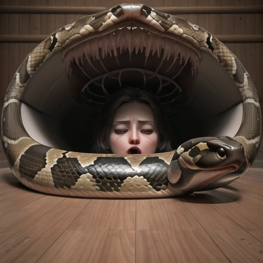 girl victim, lying down, swallowed, alive, inside, snake, throat, body, eaten, 1girl, swallowed, saliva, dripping, snake, maw, raw, masterpiece, ultra best picture, ultra intricate creative detail, hyper realistic detail, ultra hyper photo realism, ultra-hyper immersive visuals, 3D realistic, ultra 4080p, HD, VFX, SFX, FKAA, TXAA, RTX, SSAO,