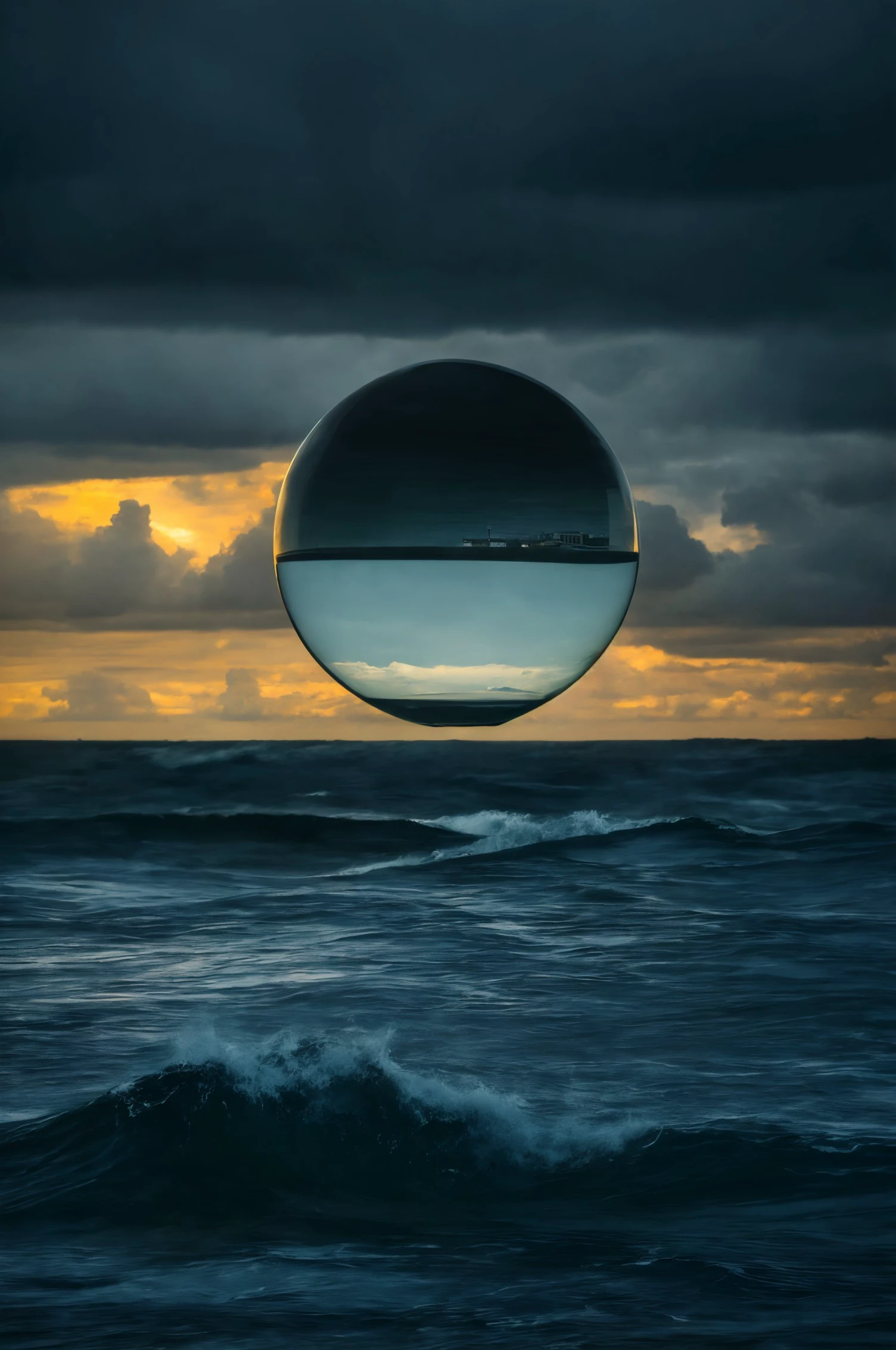 Glass Sphere,  <lora:dynamic_shot_30_crystal_perspective:0.80>
Old lighthouse and stormy sea backdrop,
highres, high quality, high resolution, hd, 4k, masterpiece, realistic,