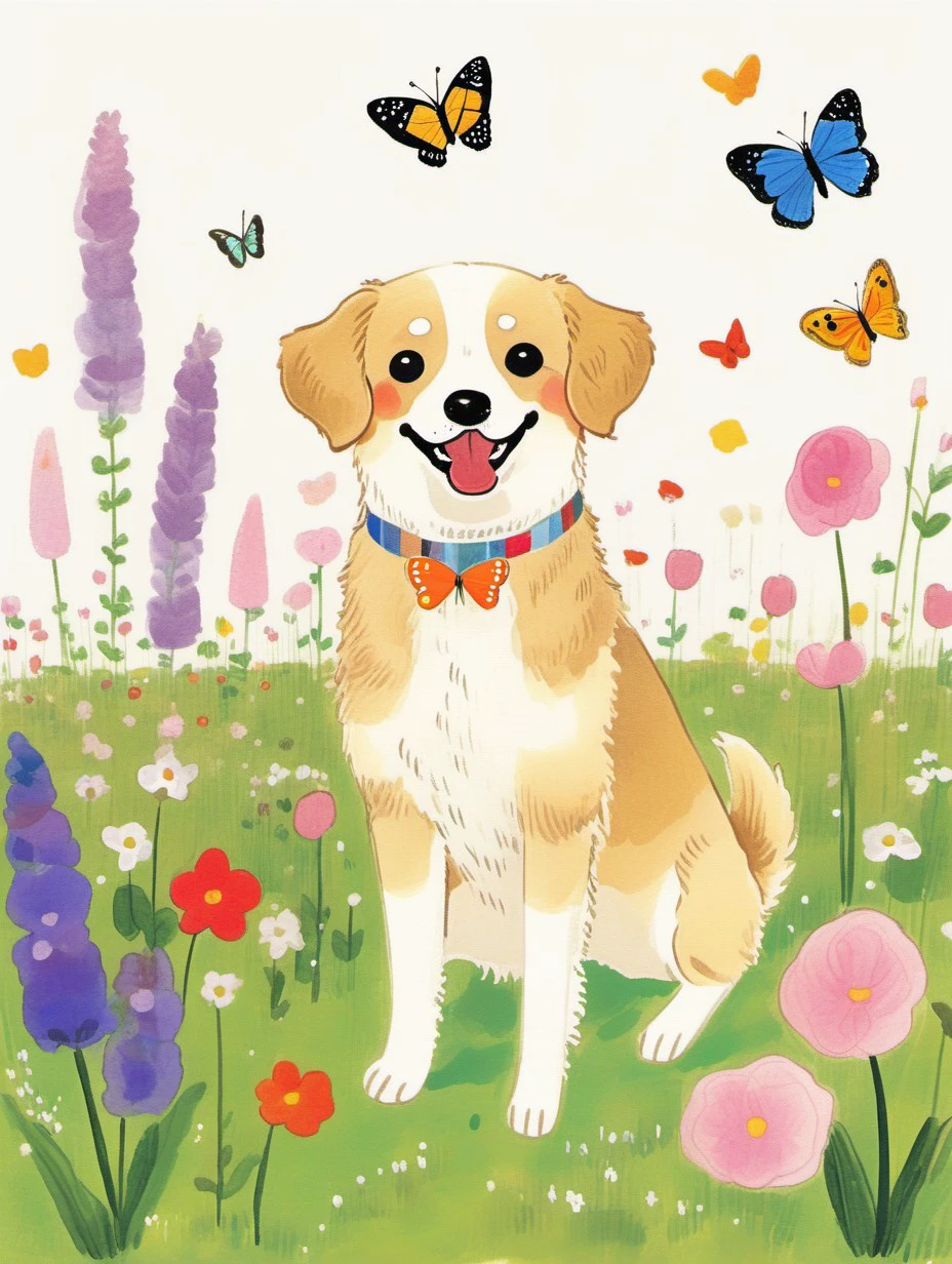 masterpiece, high quality,a cute dog, catch butterfly, in the garden   <lora:J_drawing  XL:0.8> j_drawing