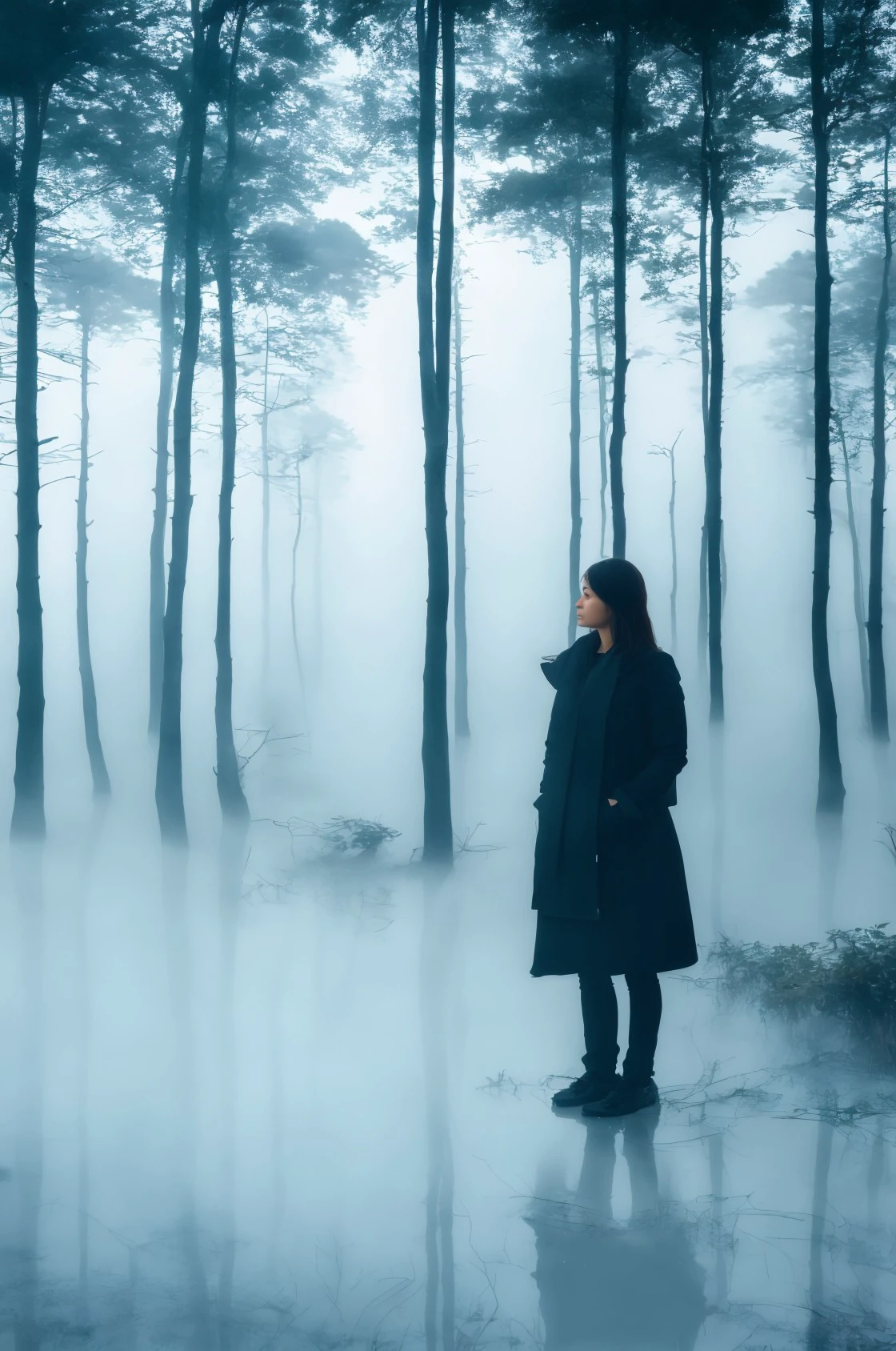 (woman standing, beautiful,  (closeup:0.4),:1)
foggy, foggy landscape, misty mornings , <lora:dynamic_shot_14_foggy:0.75>
highres, high quality, high resolution, hd, 4k, masterpiece,