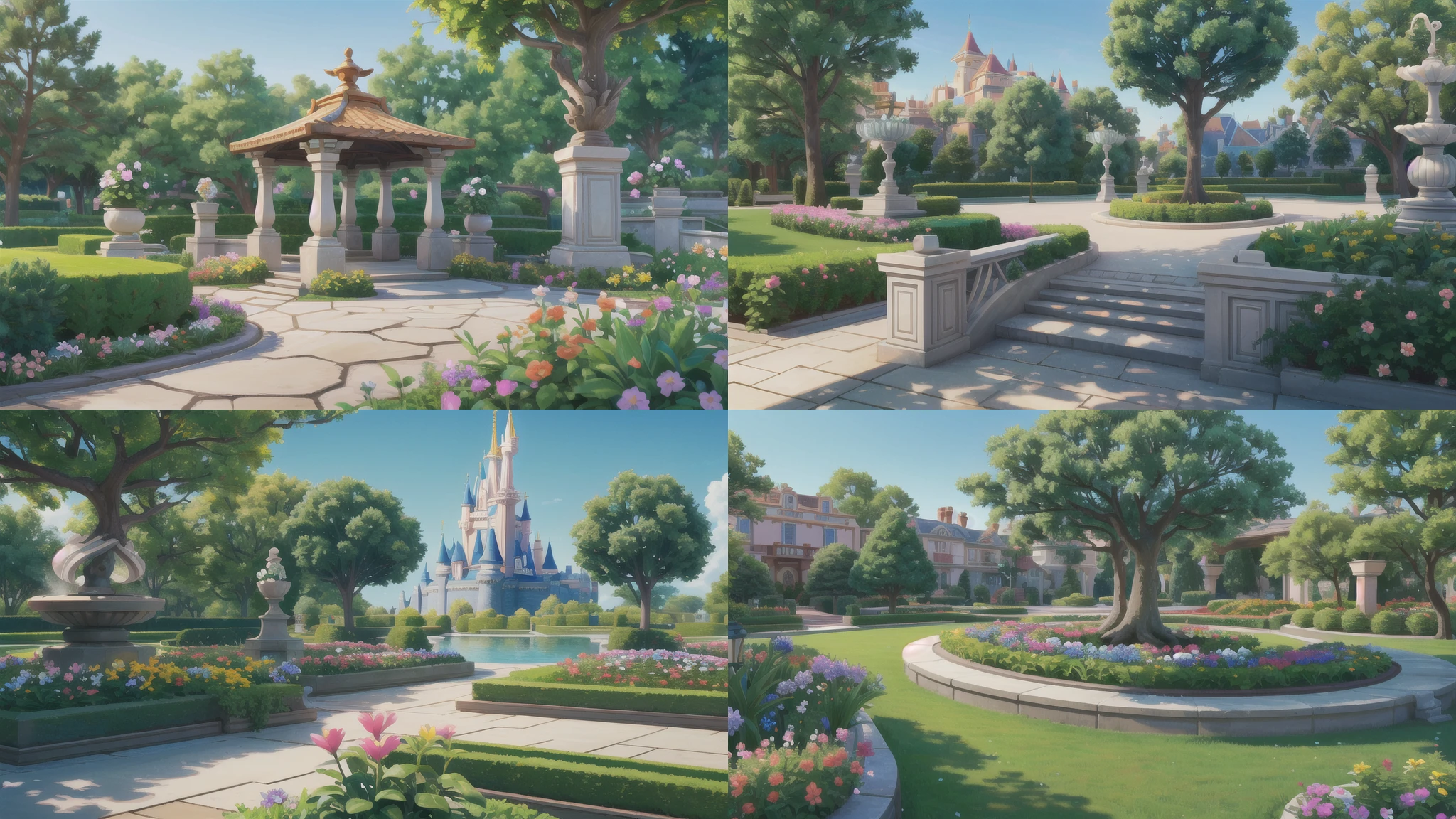 (3D, Disney), masterpiece, best quality, high quality, beautiful garden with detailed flowers in nice spring day