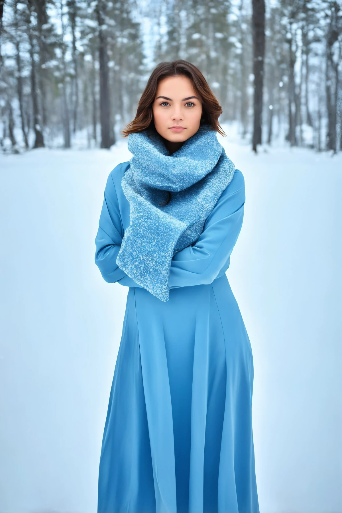 (woman standing, beautiful, wearing Blue dress, (closeup:0.9),:1)
snow, snow portrait, <lora:dynamic_shot_17_snowy:0.75>
highres, high quality, high resolution, hd, 4k, masterpiece,