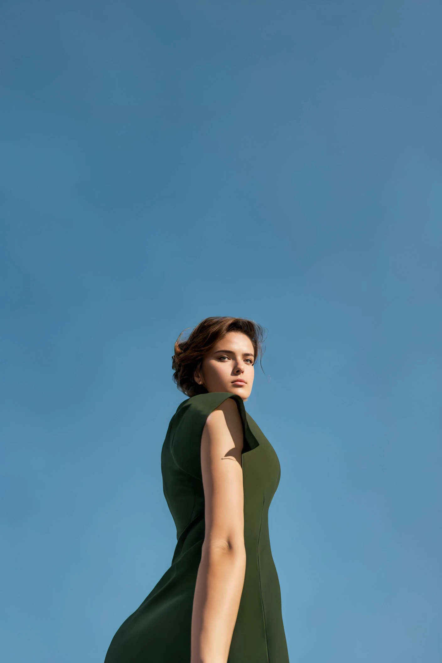 (woman standing, beautiful, wearing Olive dress, (closeup:0.9),:1)
low angle, from below, <lora:dynamic_shot_19_low_angle:0.75>
highres, high quality, high resolution, hd, 4k, masterpiece,