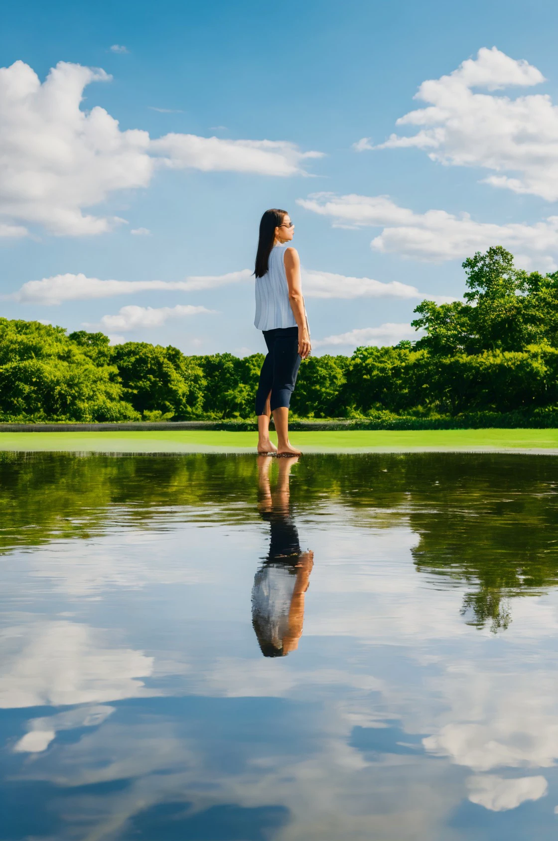 (woman standing, beautiful, closeup,:1)
outside, beautiful day,
Water Reflection , <lora:dynamic_shot_13_water_reflections:0.75>
highres, high quality, high resolution, hd, 4k, masterpiece,