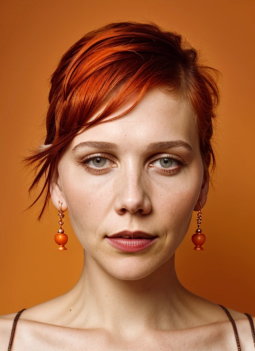portrait of ((sks woman)) , by Jimmy Nelson, <lora:lora-small-maggie-gyllenhaal-v1:1.0>, portrait of ((sks woman)) by Flora Borsi, style by Flora Borsi, bold, bright colours, orange Mohawk haircut, ((Flora Borsi))