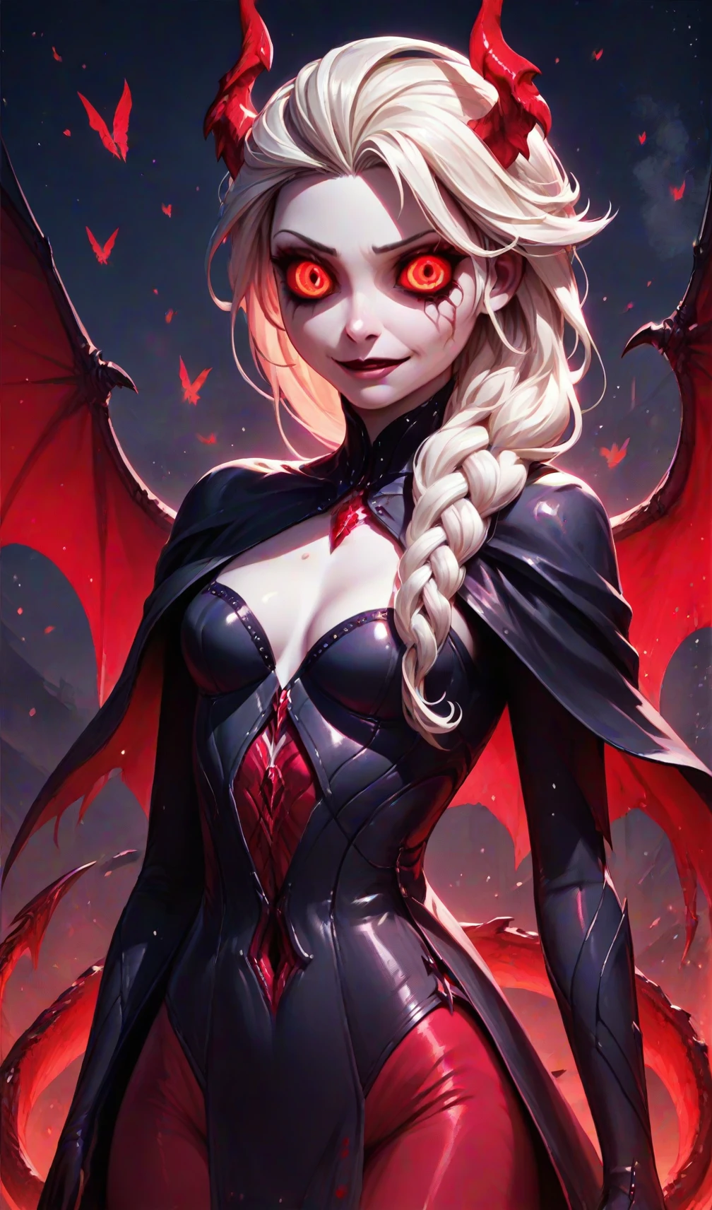 ((a photorealistic portrait of an exquisite, glamour female vampire: 1.5)) , pale face, blond hair, long vibrant shiny hair, glamorous hair, emerald green eyes, deep penetrating eyes, red lips, lustful lips, ((two vampiric fangs: 1.5), drops of blood dripping from the mouth, ((1920's style: 1.5)), (highest quality:1.2, Very detailed, up to date, Vibrant, Ultra-high resolution, High Contrast, masterpiece:1.2, highest quality, Best aesthetics), best details, best quality, highres, ultra wide angle, 16k, [ultra detailed], masterpiece, best quality, (extremely detailed), Genetically modified..., Cinematic Hollywood Film, traditional watercolor painting