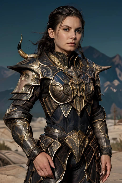 <lora:HXarmour_020>,(Hands in Pockets:1.2),hxarmour,1girl,mountain,(light brown armour:1.2),