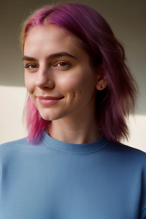 <lora:PipaYPipo:1>, full color portrait of a young woman, different colors each side of her head, smile, natural light, epic character composition,by Janice Sung, alessio albi, Diego Fernandez, Alexis Franklin, Daniela Uhlig, Jana Schirmer, sharp focus, subsurface scattering, f2, 35mm, film grain