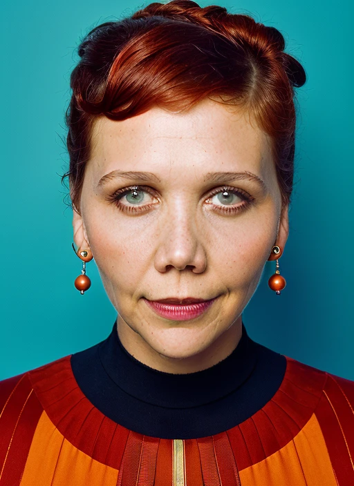 portrait of ((sks woman)) , by Jimmy Nelson, <lora:lora-small-maggie-gyllenhaal-v1:0.7> <lora:locon_maggiegyllenhaal_v1_from_v1_64_32:0.6>, portrait of ((sks woman)) by Flora Borsi, style by Flora Borsi, bold, bright colours, orange Mohawk haircut, ((Flora Borsi))