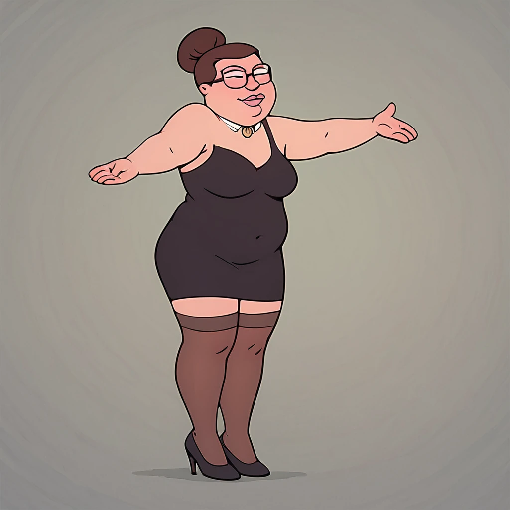 score_9, score_8_up, score_7_up, ellehitler, fat, brown hair, long hair, dancing, realistic, source_anime,
<lora:ElleHitlerPonyXL_v2:1>