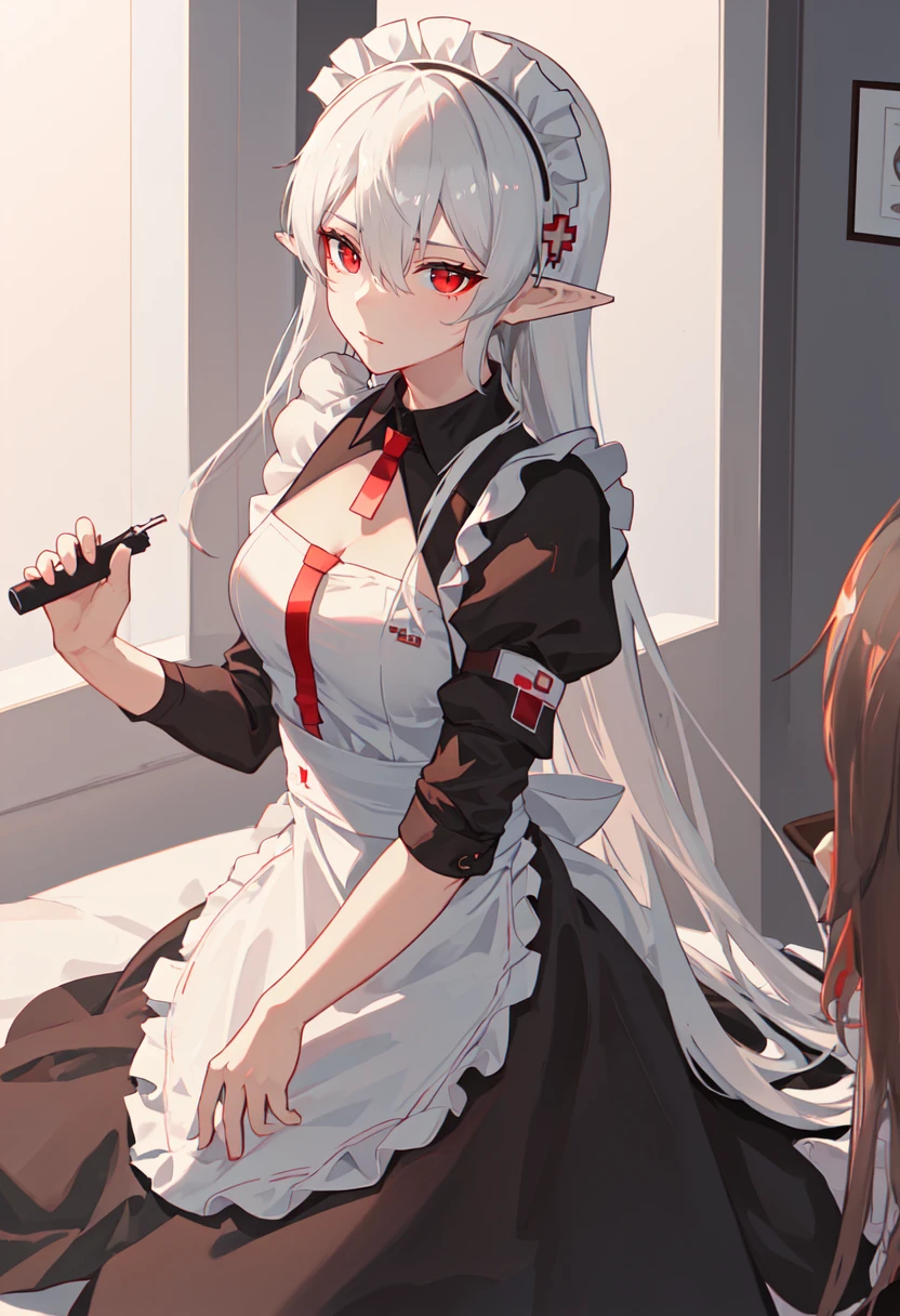 best quality, masterpiece, highres, solo, (warfarin_arknights:1.10), (maid:1.40), (long maid dress:1.15), 21 <lora:warfarin_arknights:0.80>