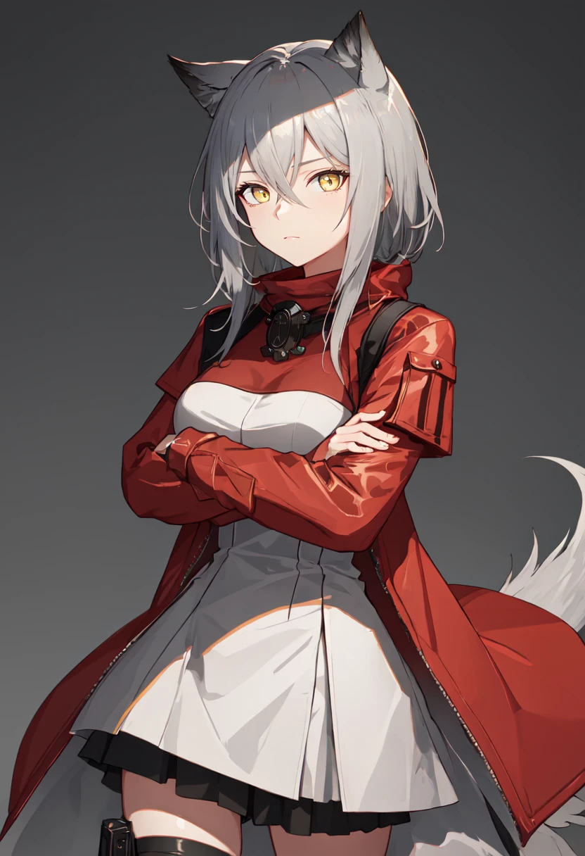 (safe:1.10), best quality, masterpiece, highres, solo, (projekt_red_arknights:1.10), crossed arms, cowboy shot, looking at viewer, 32 <lora:projekt_red_arknights:0.80>