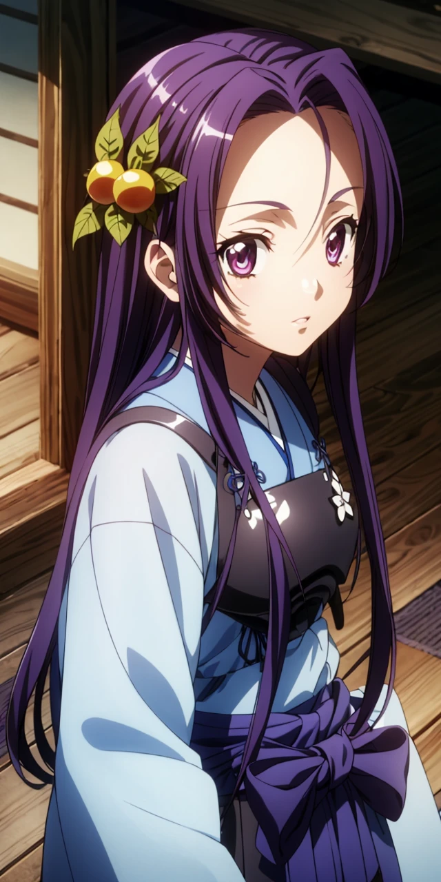 nobuna-akechi ,1girl ,solo , armor,long hair ,japanese clothes ,skirt ,hakama ,hakama skirt ,low-tied long hair ,blue hakama ,<lora:nobuna-akechi:1> <lora:add_detail:0.45>,upper body, (masterpiece), (best quality), (ultra-detailed), intricate detail,