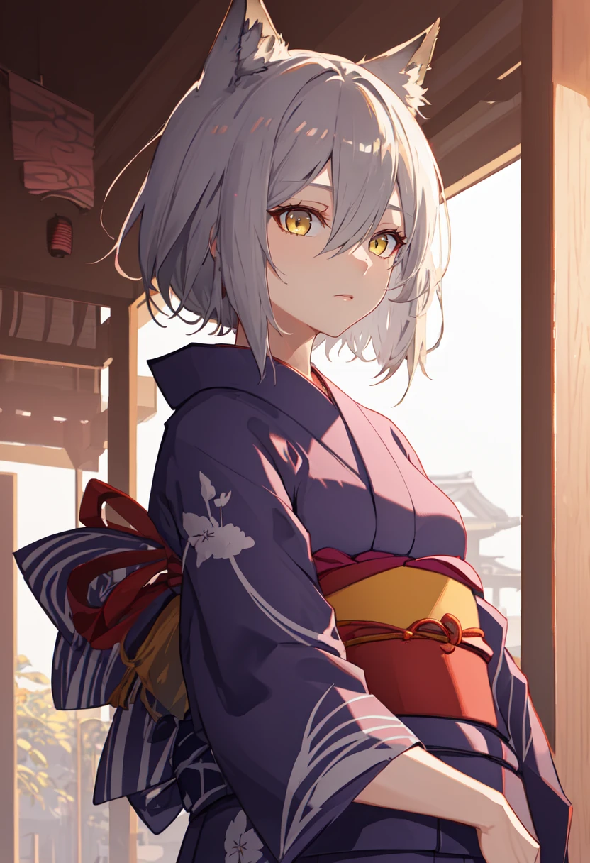 best quality, masterpiece, highres, solo, (projekt_red_arknights:1.10), (yukata:1.30), (kimono:1.15), 22 <lora:projekt_red_arknights:0.80>