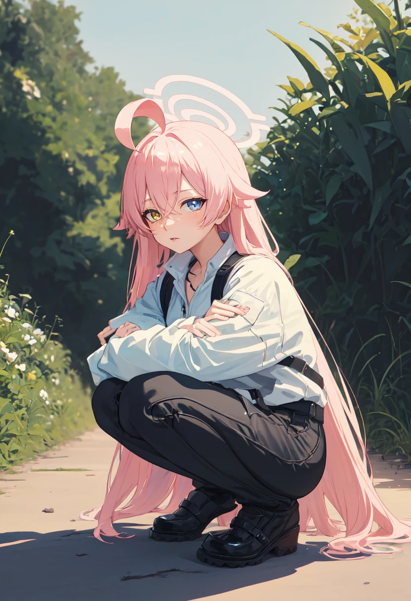 (safe:1.10), best quality, masterpiece, highres, solo, (hoshino_bluearchive:1.10), squatting, cowboy shot, looking at viewer, 29 <lora:hoshino_bluearchive:0.80>