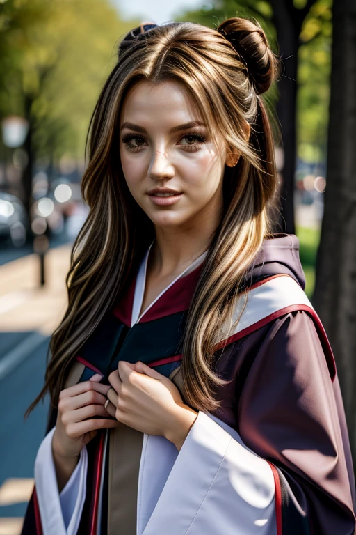 ((detailed)), ((masterpiece)), (realistic, photorealistic:1.1), 8k resolution,
1girl, BritneySpears, brown eyes, lips, light brown hair
a woman, academic robe, hood, mortarboard, princess bun hairstyle, upper body, <lora:celebrityown_BritneySpears:0.7>, <lora:hairdetailer:0.75>, <lora:GoodHands-beta2:0.8>, nice hands, perfect hands