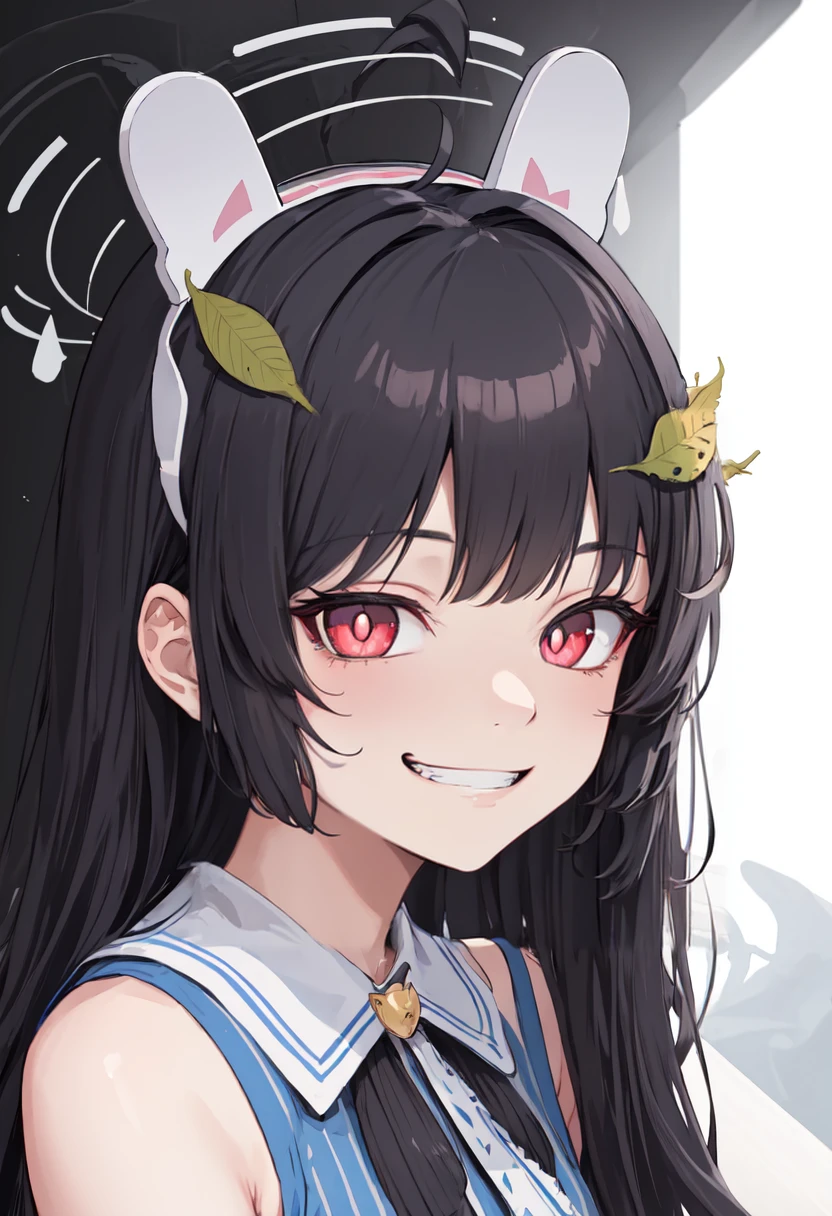 best quality, masterpiece, highres, solo, (miyu_bluearchive:1.10), evil grin, evil smile, grin, portrait, looking at viewer, 40 <lora:miyu_bluearchive:0.80>