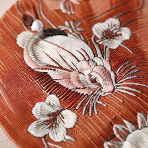 a little white rabbit,no humans,embroidery,<lora:embroidery123:0.8>,