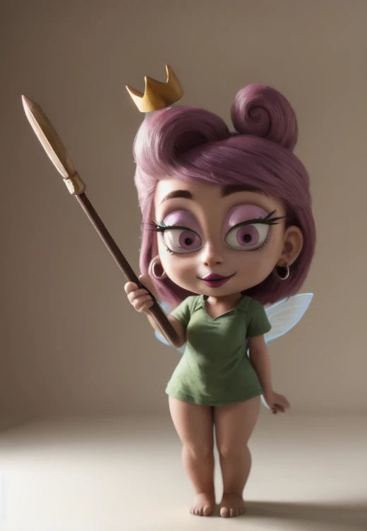 <lora:wandaodd:1> wanda, pink hair, 1girl, pink eyes, crown, wand, lipstick, earrings, makeup, purple hair, wandaodd, floating, fairy, green shirt, midget, BREAK, 8k, hi res, 40mm lens, (Best quality, masterpiece:1.2)